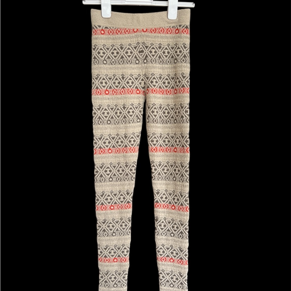 Free People Coral Grey Nordic Pattern Leggings